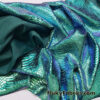 Deep Sea Green Metallic Exotic Two Tone Dragon Scales on Hunter Green Crushed Ice Velvet Fabric