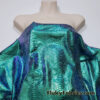 Deep Sea Green Metallic Exotic Two Tone Dragon Scales on Hunter Green Crushed Ice Velvet Fabric