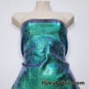 Deep Sea Green Metallic Exotic Two Tone Dragon Scales on Hunter Green Crushed Ice Velvet Fabric
