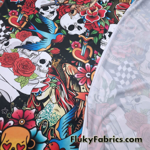 Dia de los Muertos Print Poly Spandex Fabric Beautiful Day of the Death Design