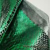 Emerald Green Metallic Exotic Dragon Scales Foil on Olive Green Crushed Ice Velvet 4-Way Stretch Fabric