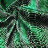 Emerald Green Metallic Exotic Dragon Scales Foil on Olive Green Crushed Ice Velvet 4-Way Stretch Fabric