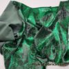 Emerald Green Metallic Exotic Dragon Scales Foil on Olive Green Crushed Ice Velvet 4-Way Stretch Fabric