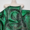 Emerald Green Metallic Exotic Dragon Scales Foil on Olive Green Crushed Ice Velvet 4-Way Stretch Fabric