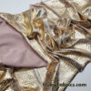 Exotic Dragon Scales Gold Metallic Foil on Champagne Crushed Ice Velvet 4-Way Stretch Fabric
