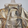 Exotic Dragon Scales Gold Metallic Foil on Champagne Crushed Ice Velvet 4-Way Stretch Fabric