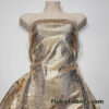Exotic Dragon Scales Gold Metallic Foil on Champagne Crushed Ice Velvet 4-Way Stretch Fabric