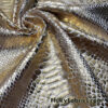 Exotic Dragon Scales Gold Metallic Foil on Champagne Crushed Ice Velvet 4-Way Stretch Fabric