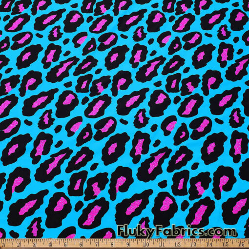 Hot Pink and Black Leopard Print 4-Way Stretch Nylon Spandex Swimsuit Fabric