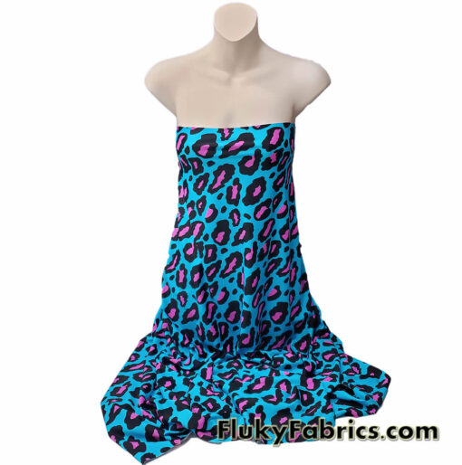 Hot Pink and Black Leopard Print 4-Way Stretch Nylon Spandex Swimsuit Fabric