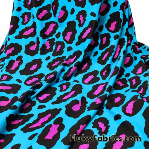 Hot Pink and Black Leopard Print 4-Way Stretch Nylon Spandex Swimsuit Fabric