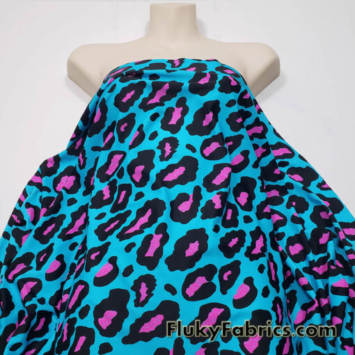 Hot Pink and Black Leopard Print 4-Way Stretch Nylon Spandex Swimsuit Fabric