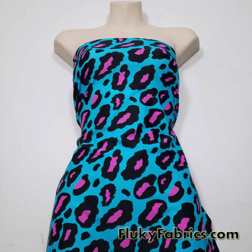 Hot Pink and Black Leopard Print 4-Way Stretch Nylon Spandex Swimsuit Fabric