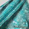 Metallic Exotic Aquamarine Mermaid Dragon Scales on Waterfall Green Crushed Ice Velvet Fabric