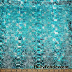Metallic Exotic Aquamarine Mermaid Dragon Scales on Waterfall Green Crushed Ice Velvet Fabric