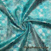 Metallic Exotic Aquamarine Mermaid Dragon Scales on Waterfall Green Crushed Ice Velvet Fabric