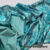 Metallic Exotic Aquamarine Mermaid Dragon Scales on Waterfall Green Crushed Ice Velvet Fabric