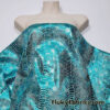 Metallic Exotic Aquamarine Mermaid Dragon Scales on Waterfall Green Crushed Ice Velvet Fabric