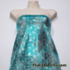 Metallic Exotic Aquamarine Mermaid Dragon Scales on Waterfall Green Crushed Ice Velvet Fabric