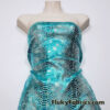 Metallic Exotic Aquamarine Mermaid Dragon Scales on Waterfall Green Crushed Ice Velvet Fabric