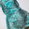 Metallic Exotic Aquamarine Mermaid Dragon Scales on Waterfall Green Crushed Ice Velvet Fabric