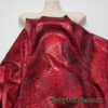 Metallic Exotic Dragon Scales Red Foil on Burgundy Crushed Ice Velvet 4-Way Stretch Fabric