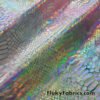 Multicolor Pastel Foil Metallic Exotic Dreamy Dragon Scales on Tie Dye 4-Way Stretch Crushed Ice Velvet Fabric