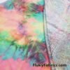 Multicolor Pastel Foil Metallic Exotic Dreamy Dragon Scales on Tie Dye 4-Way Stretch Crushed Ice Velvet Fabric