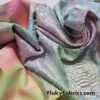 Multicolor Pastel Foil Metallic Exotic Dreamy Dragon Scales on Tie Dye 4-Way Stretch Crushed Ice Velvet Fabric