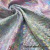 Multicolor Pastel Foil Metallic Exotic Dreamy Dragon Scales on Tie Dye 4-Way Stretch Crushed Ice Velvet Fabric