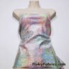Multicolor Pastel Foil Metallic Exotic Dreamy Dragon Scales on Tie Dye 4-Way Stretch Crushed Ice Velvet Fabric