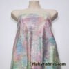 Multicolor Pastel Foil Metallic Exotic Dreamy Dragon Scales on Tie Dye 4-Way Stretch Crushed Ice Velvet Fabric