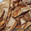 Ochre Foil Metallic Exotic Dragon Scales on Brown 4-Way Stretch Crushed Ice Velvet Fabric