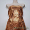 Ochre Foil Metallic Exotic Dragon Scales on Brown 4-Way Stretch Crushed Ice Velvet Fabric