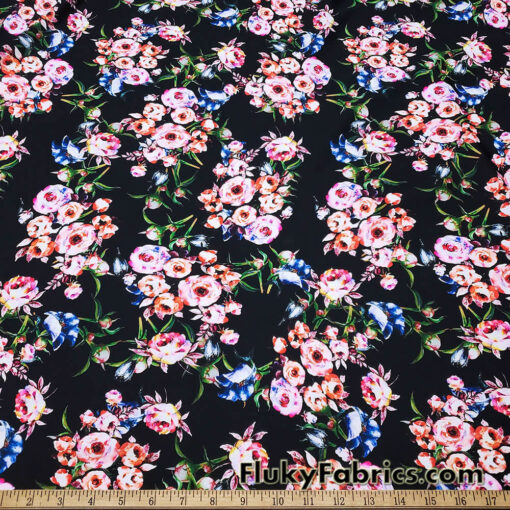 Romantic Flowery Print 4-Way Stretch Nylon Spandex Fabric