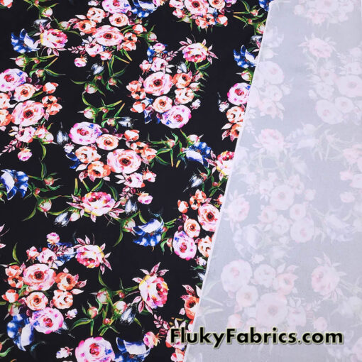 Romantic Flowery Print 4-Way Stretch Nylon Spandex Fabric