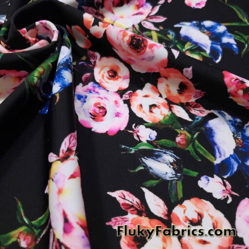 Romantic Flowery Print 4-Way Stretch Nylon Spandex Fabric