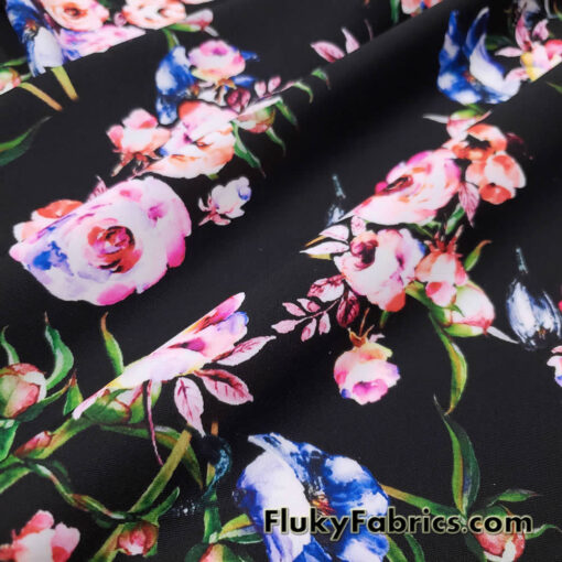 Romantic Flowery Print 4-Way Stretch Nylon Spandex Fabric