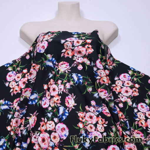 Romantic Flowery Print 4-Way Stretch Nylon Spandex Fabric