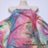 Sheer Tie Dye Rainbow Bright Color Gradient Mesh with Silver Lurex Snake Scales