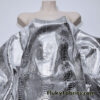 Silver on White Exotic Dragon Scales Metallic Foil on Crushed Ice Velvet 4-Way Stretch Fabric