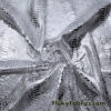 Silver on White Exotic Dragon Scales Metallic Foil on Crushed Ice Velvet 4-Way Stretch Fabric