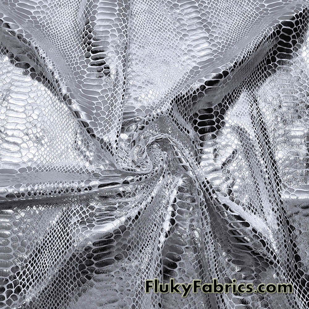Silver on White Exotic Dragon Scales Metallic Foil on Crushed Ice