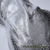 Silver on White Exotic Dragon Scales Metallic Foil on Crushed Ice Velvet 4-Way Stretch Fabric