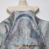 Suncatcher Metallic Exotic Iridescent Dragon Scales on Charcoal Crushed Ice Velvet Fabric