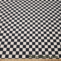 Black and Off White Checkered Scuba Crepe Techno Knit Fabric with 1″x1″ Squares