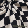 Black and Off White Checkered Scuba Crepe Techno Knit Fabric with 1″x1″ Squares