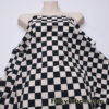 Black and Off White Checkered Scuba Crepe Techno Knit Fabric with 1″x1″ Squares