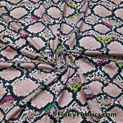 Light Brown Snakeskin Print 4-Way Stretch Nylon Spandex Fabric Swimsuit Fabric