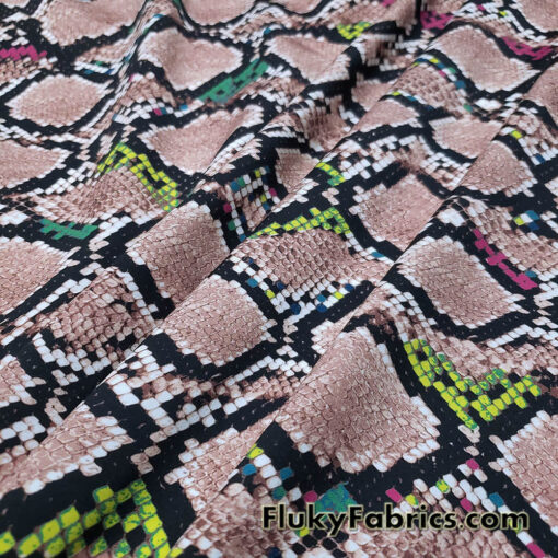 Light Brown Snakeskin Print 4-Way Stretch Nylon Spandex Fabric Swimsuit Fabric